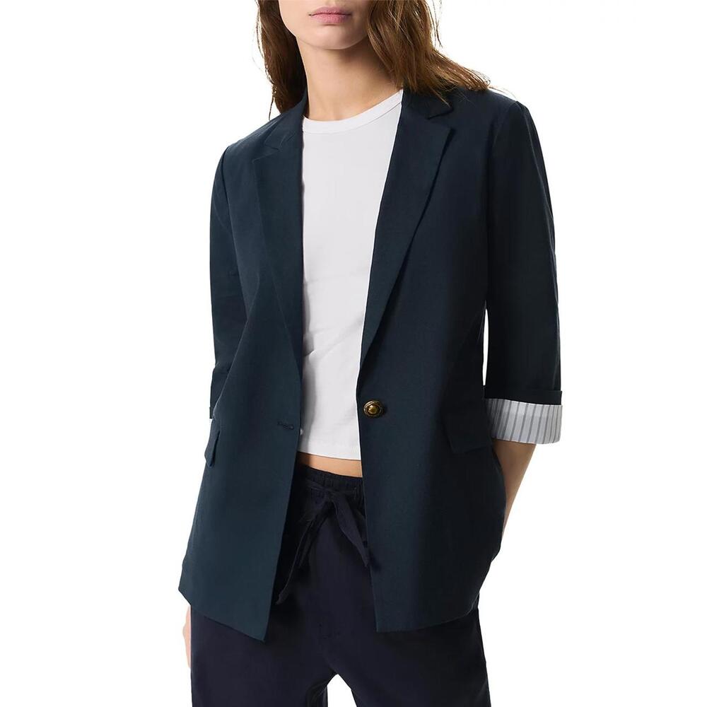 rag & bone Jennie Navy Blue Blazer Single Button Striped Cuff Topstitch Casual 0